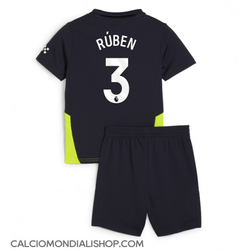 Maglie da calcio Manchester City Ruben Dias #3 Seconda Maglia Bambino 2024-25 Manica Corta (+ Pantaloni corti)